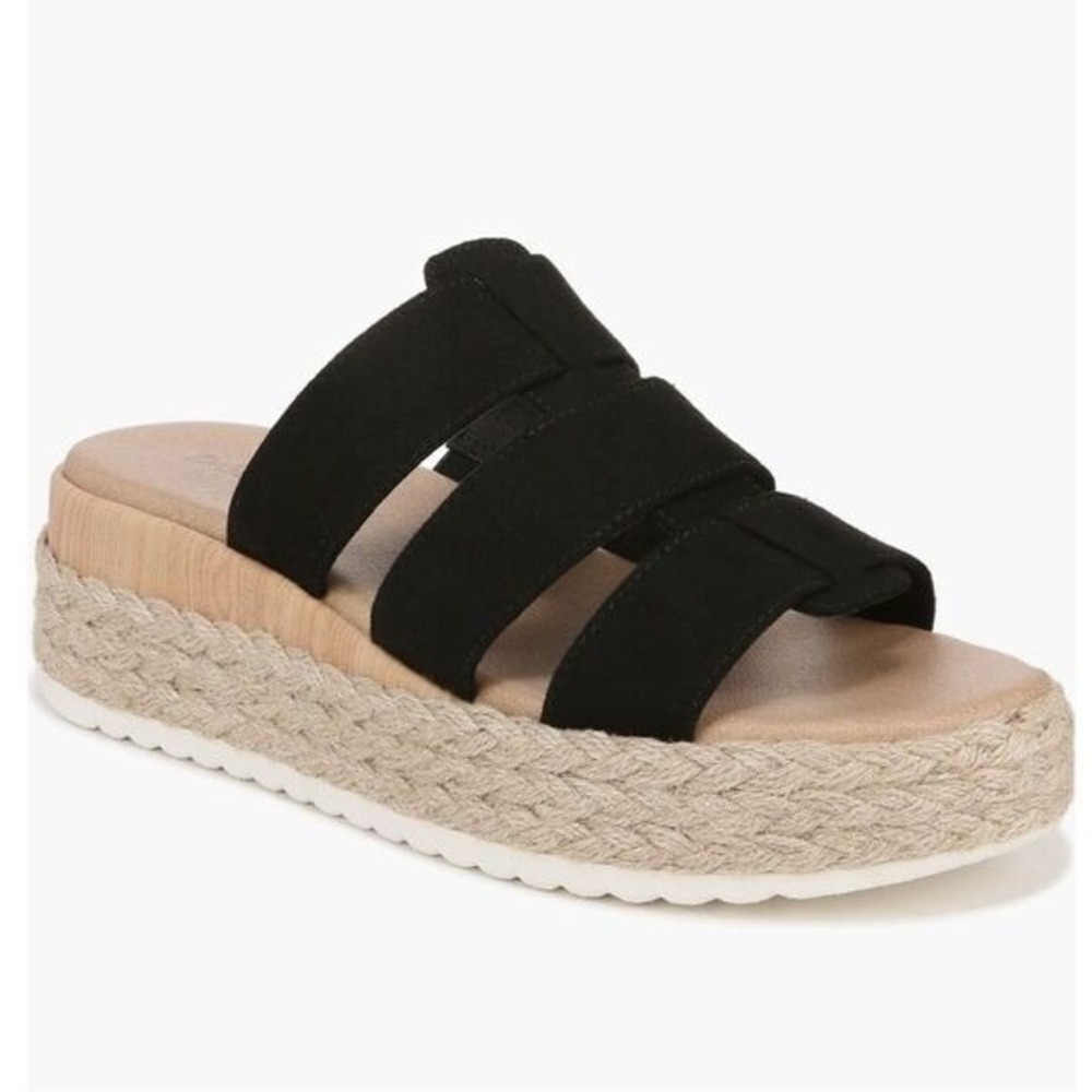 Dr. Scholl's Electric Platform Wedge Sandal,‎ Cushioned, Black/Tan, Size 8, NWT - Picture 3 of 16